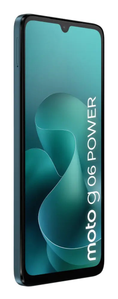 Teléfono inteligente Motorola moto g06 Power en color azul con pantalla de 6.88 pulgadas, doble SIM, 8 GB RAM y batería de 7000 mAh.