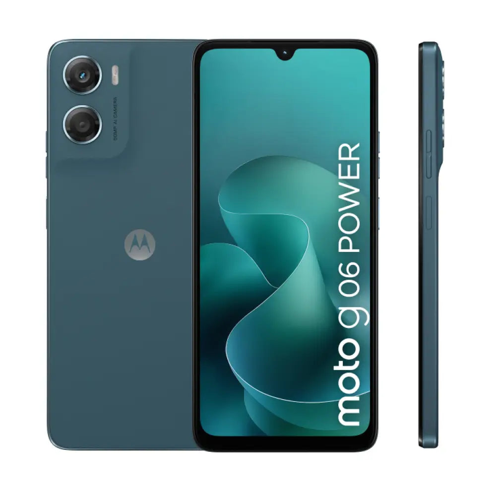Teléfono inteligente Motorola moto g06 Power en color azul con pantalla de 6.88", doble SIM, 8 GB RAM, 256 GB y batería de 7000 mAh