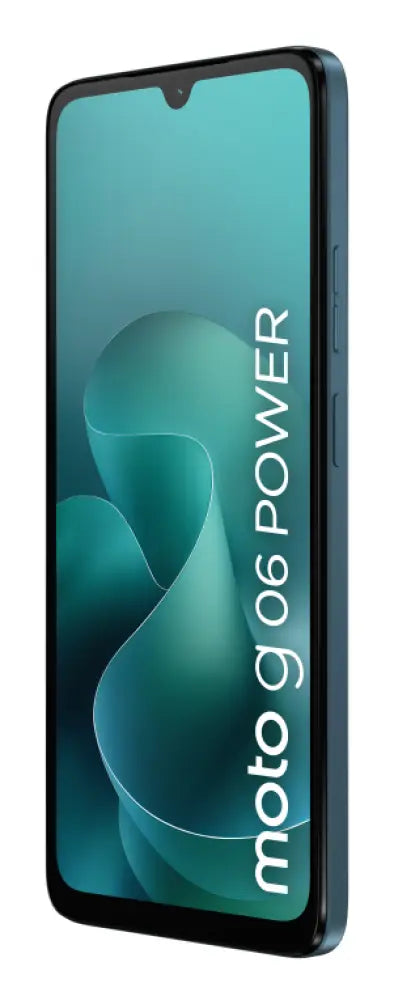 Teléfono móvil Motorola moto g06 Power en color azul con pantalla de 6.88 pulgadas, doble SIM, 8 GB RAM y batería de 7000 mAh.