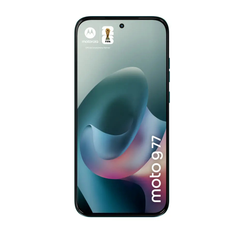 Teléfono inteligente Motorola moto g77 en color verde, pantalla de 6.8", doble SIM, 8 GB RAM, 256 GB, batería de 5200 mAh.