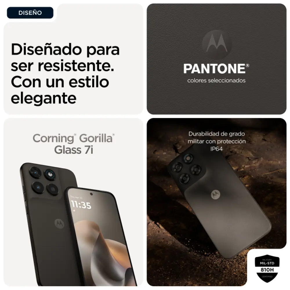 Teléfono inteligente Motorola moto g77 en color negro, pantalla de 6.8", 8 GB RAM, 256 GB, batería de 5200 mAh, Android 16.0, 5G