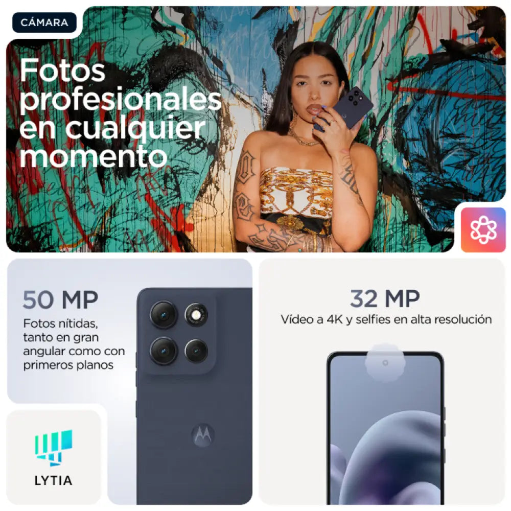 Motorola moto g86 5G 16.9 cm (6.67") SIM doble Android 15 USB Tipo C 8 GB 256 GB 5200 mAh Azul oscuro - detalle