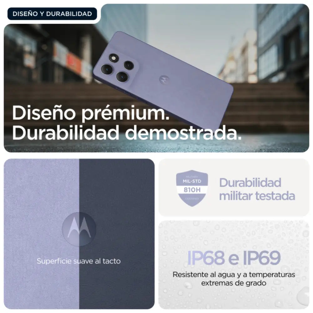 Motorola moto g86 5G 16.9 cm (6.67") SIM doble Android 15 USB Tipo C 8 GB 256 GB 5200 mAh Lila - detalle