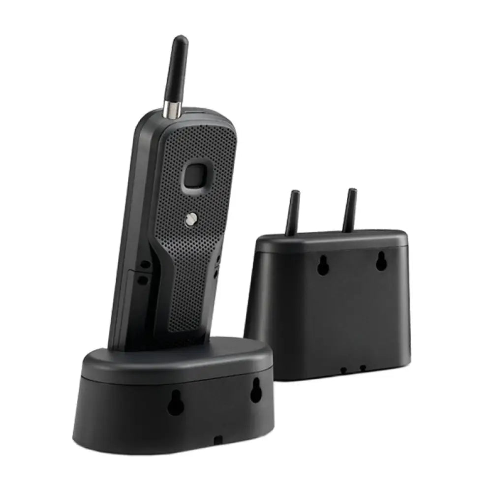 Teléfono inalámbrico Motorola O201 DECT negro con largo alcance y diseño compacto para comunicaciones claras.