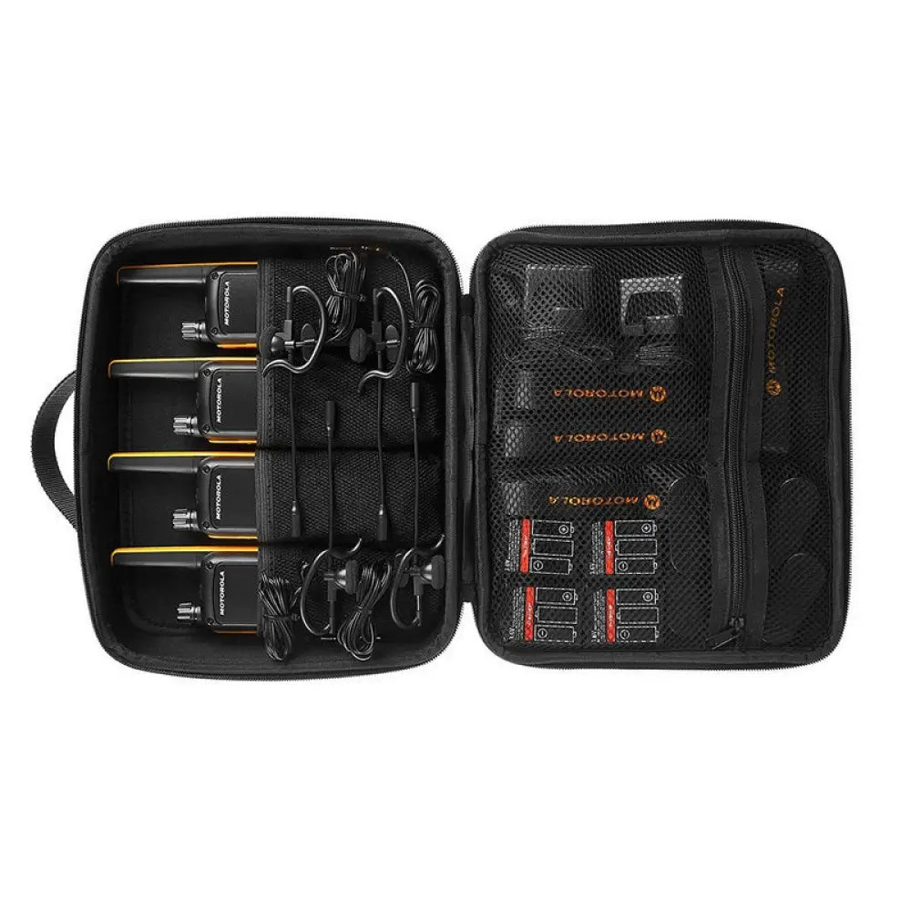 Walkie-talkie Motorola T82 Extreme con alcance de 10 km, 16 canales y diseño resistente para uso al aire libre.