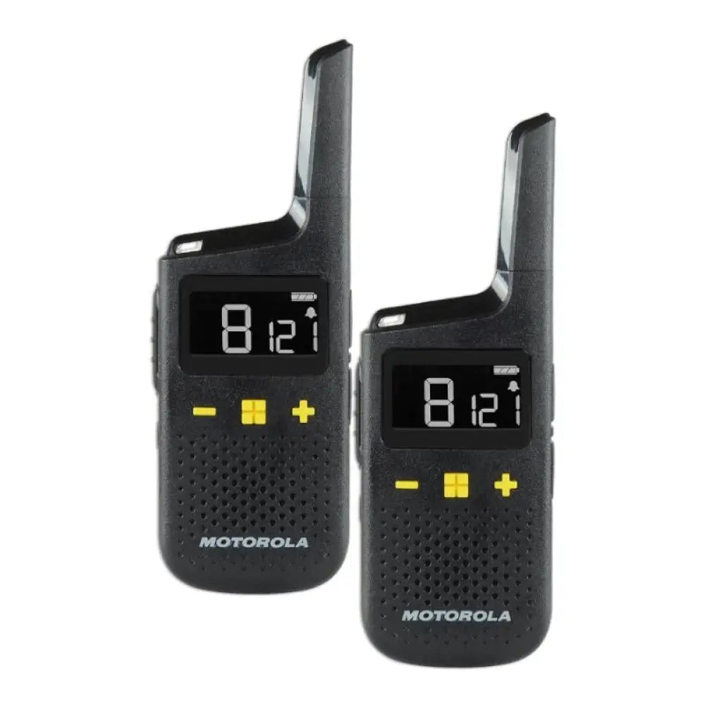 Walkie-talkies Motorola XT185 Duo Pack con alcance de 8 km, 16 canales, resistencia IP54 y potencia de 500mW.