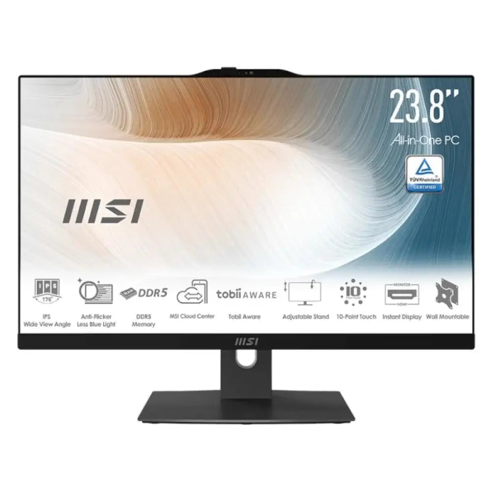 Ordenador todo en uno MSI AM242P-1499ES C5-120U con pantalla de 24 pulgadas en color negro, 16GB RAM y 512GB SSD.
