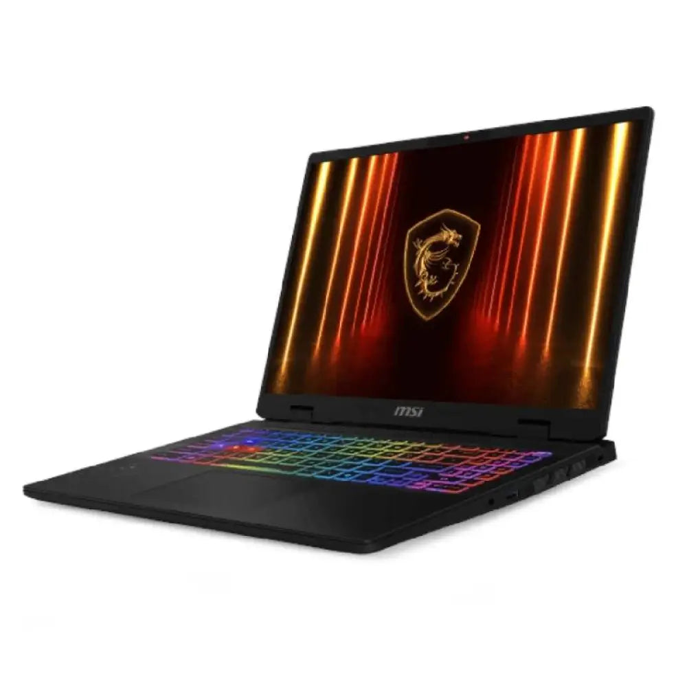 Portátil MSI Crosshair A16HX con AMD Ryzen R9, 32GB RAM, 1TB SSD y tarjeta gráfica 5070 en pantalla abierta.