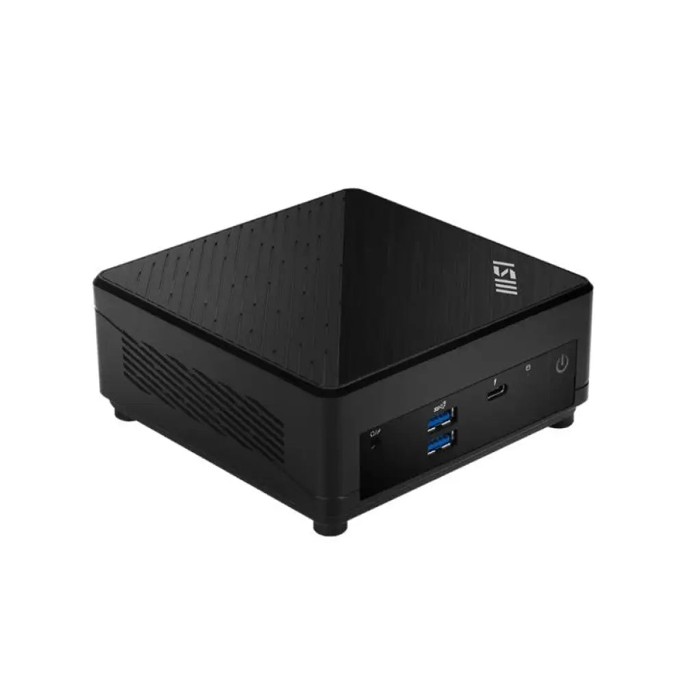 Mini PC MSI Cubi 5 1M-440BEU Core i3-100U en color negro, semiensamblado, vista frontal con puertos visibles