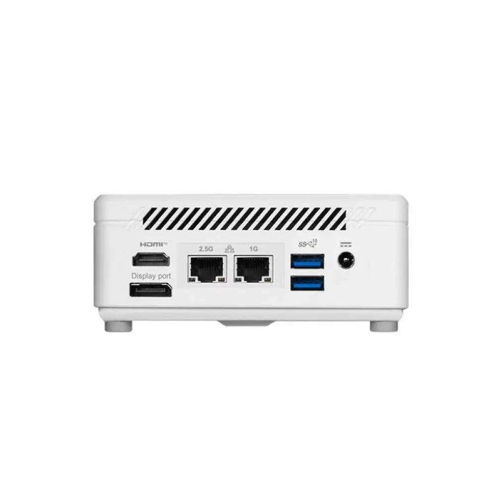 Mini PC MSI Cubi 5 1M-441BEU con procesador Intel Core i3-100U en color blanco, semiensamblado, vista frontal.