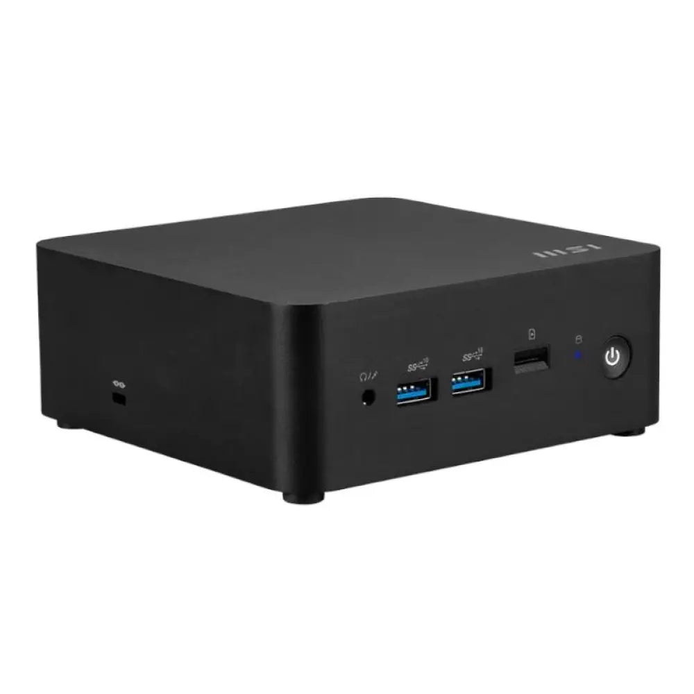 Mini PC MSI Cubi NUC 13MQG-066BEU con procesador i5-1345U en color negro, semiensamblado y compacto.
