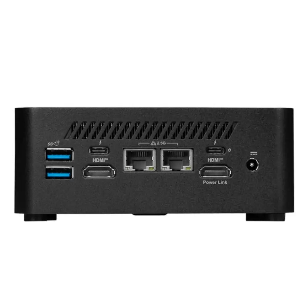 Mini PC MSI Cubi NUC 1MG-206BES con procesador Core 7-150U en color negro, semiensamblado para uso versátil.
