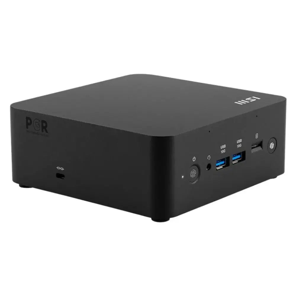 Mini PC MSI Cubi NUC AI+2MG-014ES U7-258V con 32GB RAM y 1TB SSD, equipado con Windows 11 Pro, vista frontal del dispositivo