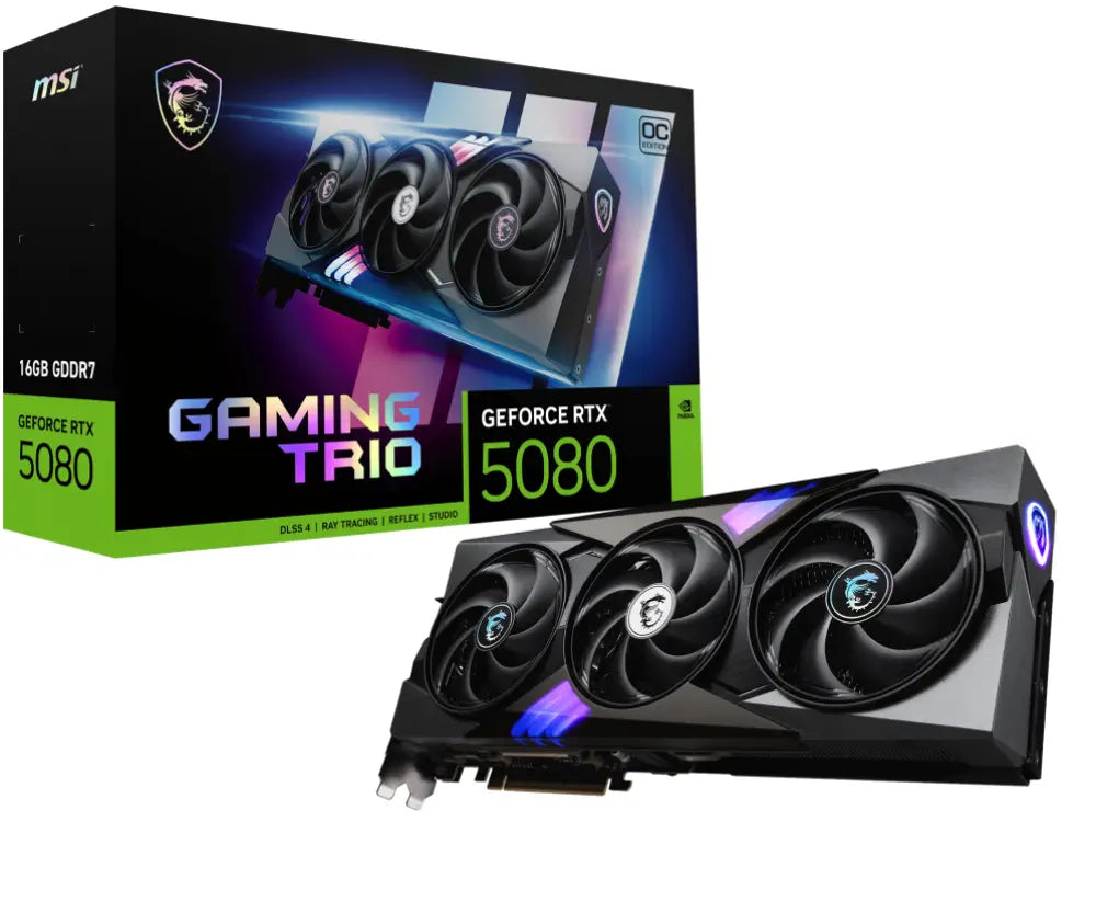 MSI GAMING GEFORCE RTX 5080 16G TRIO OC tarjeta gráfica NVIDIA 16 GB GDDR7 - detalle