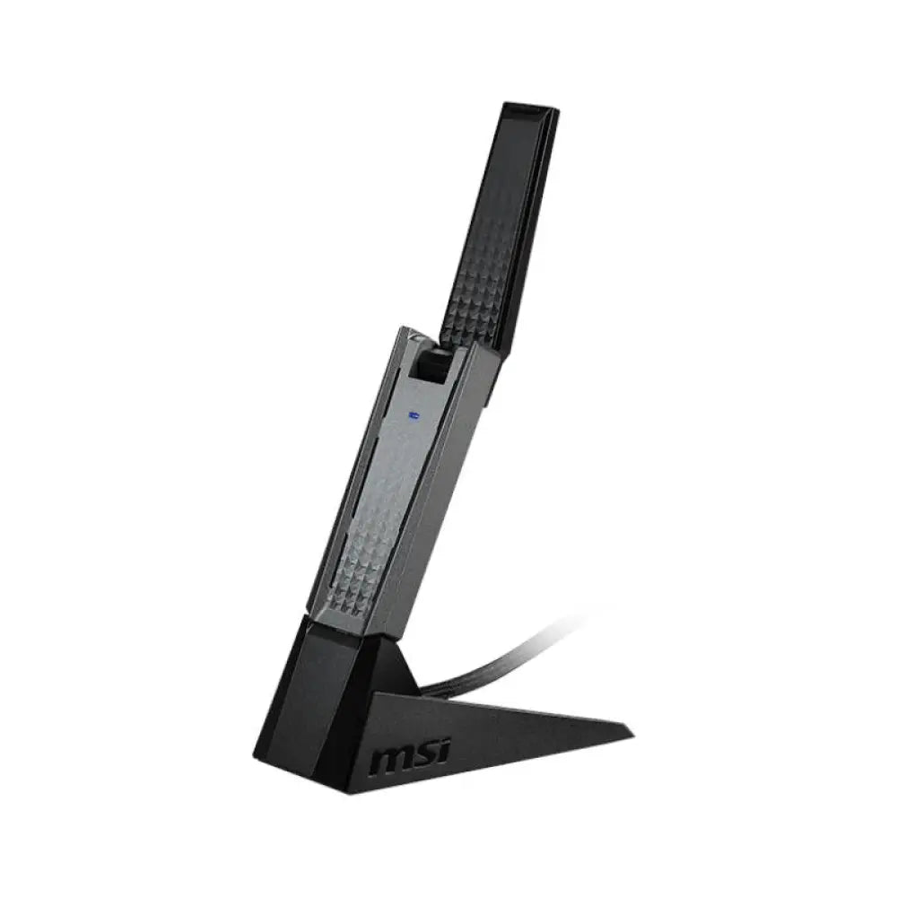 Adaptador USB WiFi 6 MSI GUAX18 AX1800 en color rojo, con antena inalámbrica y conectividad de alta velocidad.