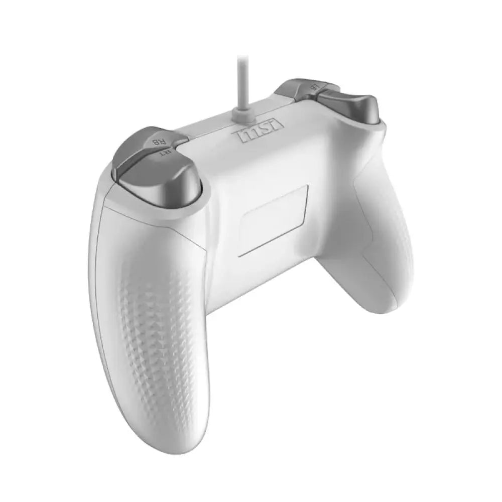 Mando para PC y Android MSI FORCE GC200, digital y analógico en color blanco, con botones y controles visibles en el volante.