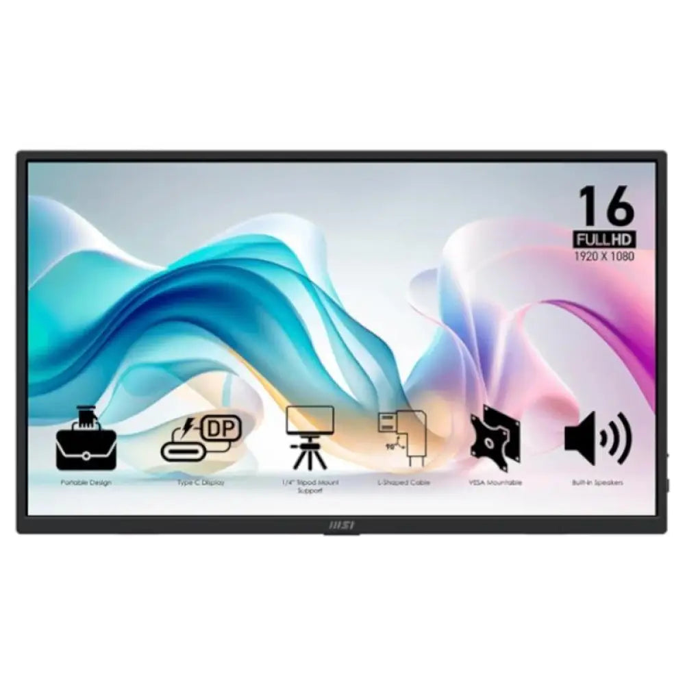 MSI MP165 E6 Monitor15.6"IPS FHD  portátil USBc MM