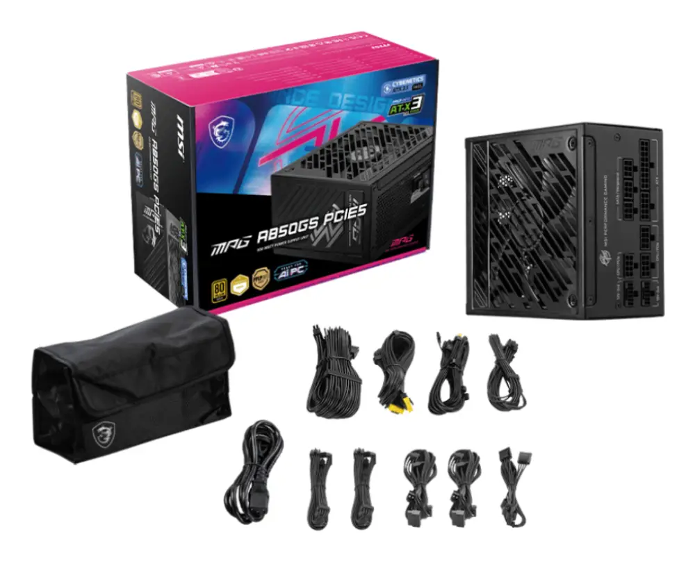 MSI MPG A850GS PCIE5 unidad de fuente de alimentación 850 W 24-pin ATX ATX Negro - detalle