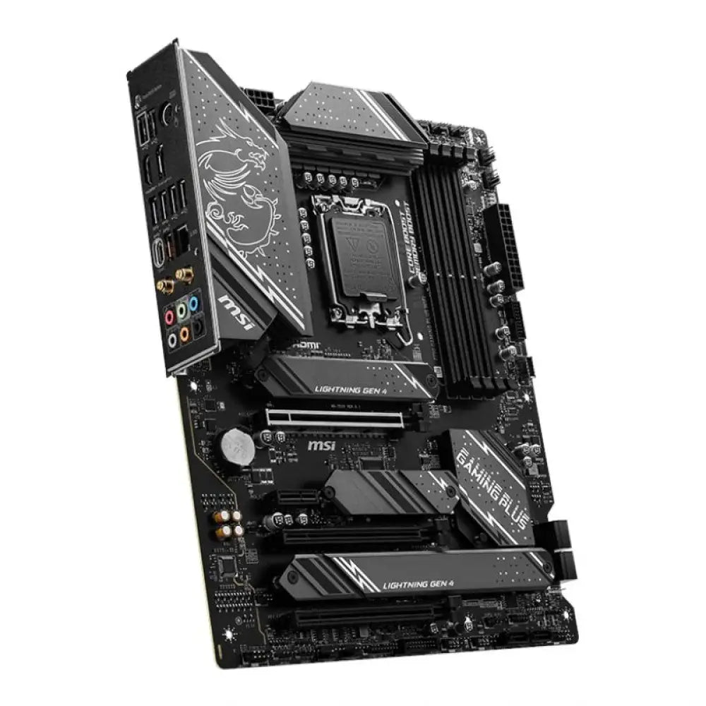 Placa base MSI Z790 GAMING PLUS WIFI DDR5 ATX con socket Intel 1700, componentes y ranuras visibles en la imagen