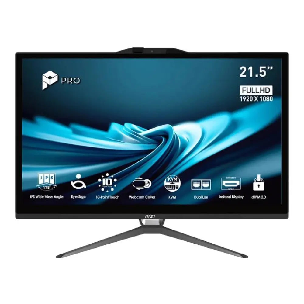 Pantalla todo en uno MSI Pro AP222T-495EU con procesador Intel i3-14100, 8 GB RAM, 256 GB SSD y Windows 11 Home.