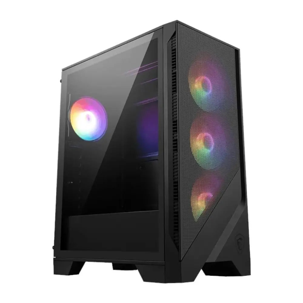 Gabinete semitorre MSI MAG FORGE 121A con diseño de flujo de aire y espacio para componentes de PC en color negro