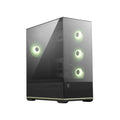Gabinete semitorre MSI MAG PANO 110R PZ con diseño moderno y ventilación adecuada, vista frontal del producto.