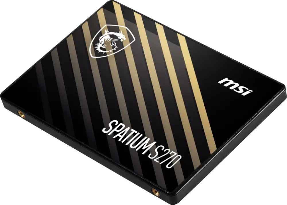 Unidad SSD interna MSI Spatium S270 SATA de 480GB en formato 2.5 pulgadas con tecnología 3D NAND para almacenamiento rápido.