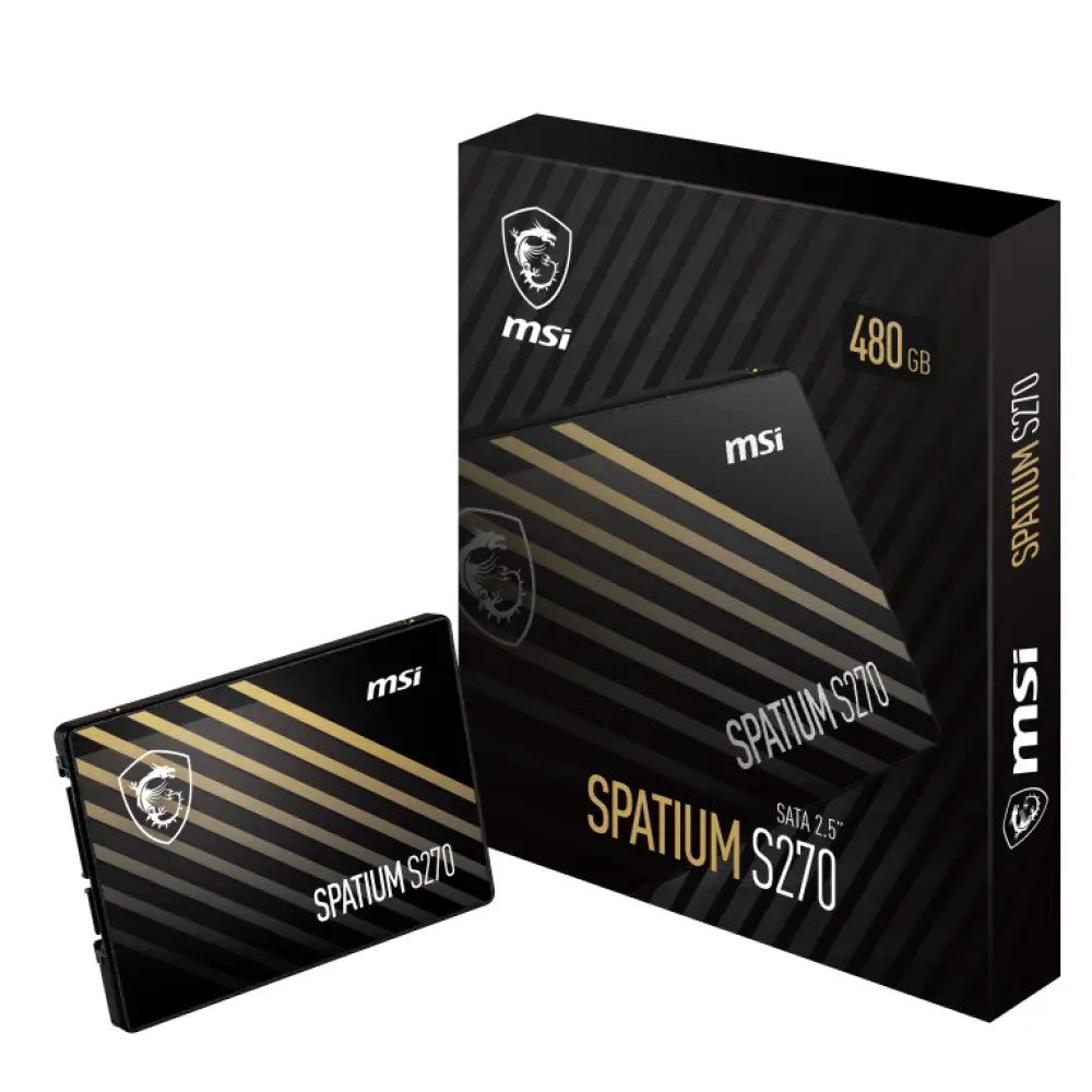Disco duro interno SSD MSI Spatium S270 SATA de 480GB en tamaño 2.5 pulgadas con tecnología 3D NAND y conexión Serial ATA III