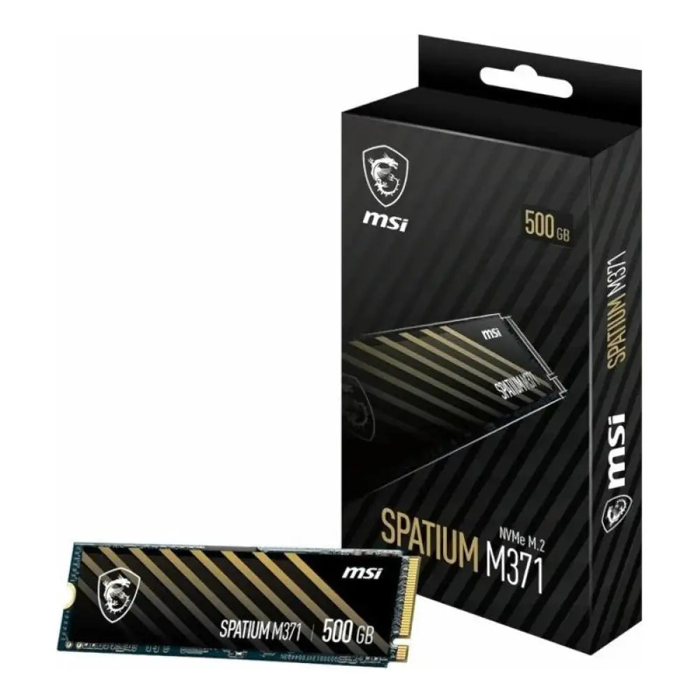 Disco duro interno SSD MSI Spatium M371 de 500GB PCIe 3.0 NVMe con velocidad de 2200 MB/s, visible en la imagen