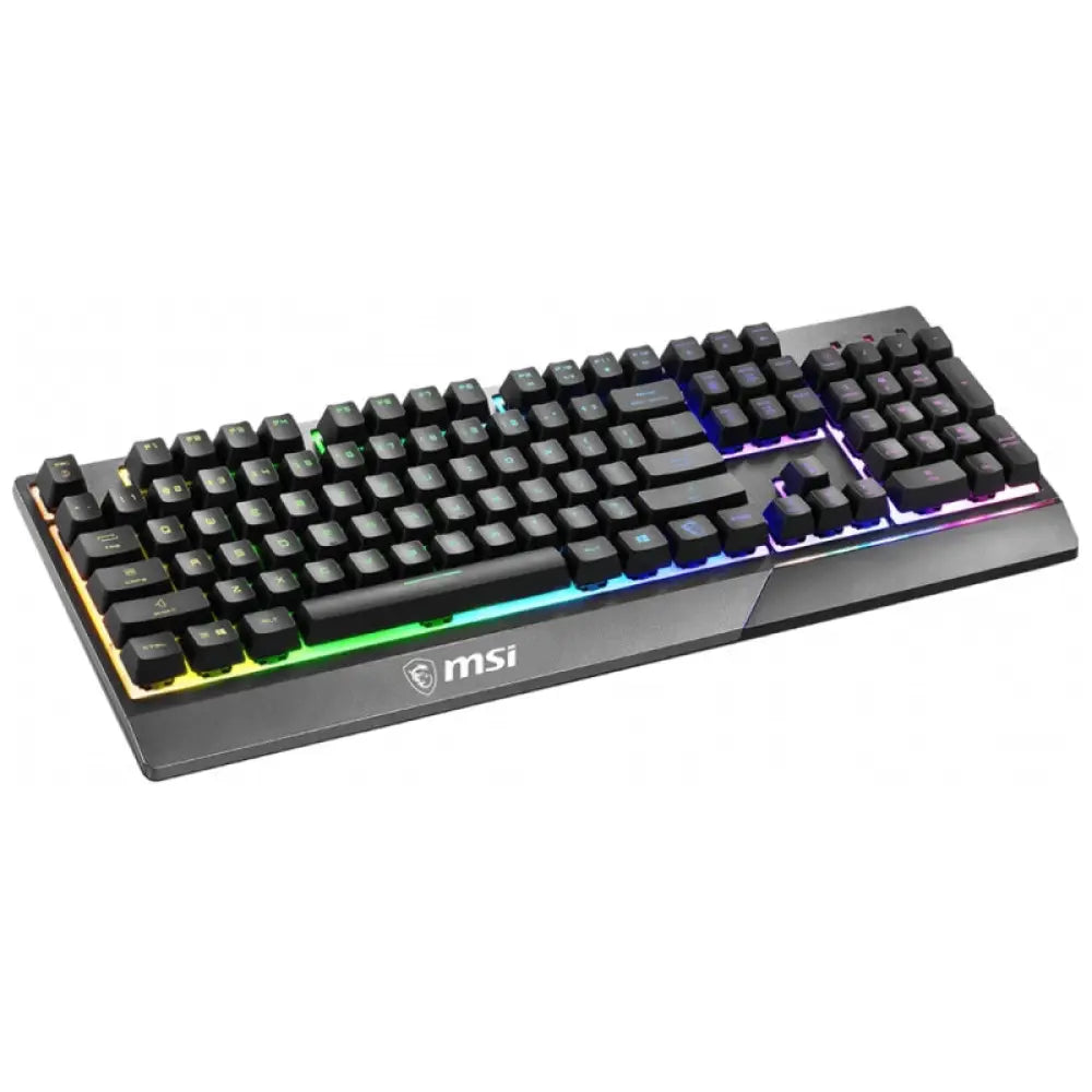 Teclado gaming MSI Vigor GK30 en español, con diseño USB y teclas mecánicas, visible en la imagen.