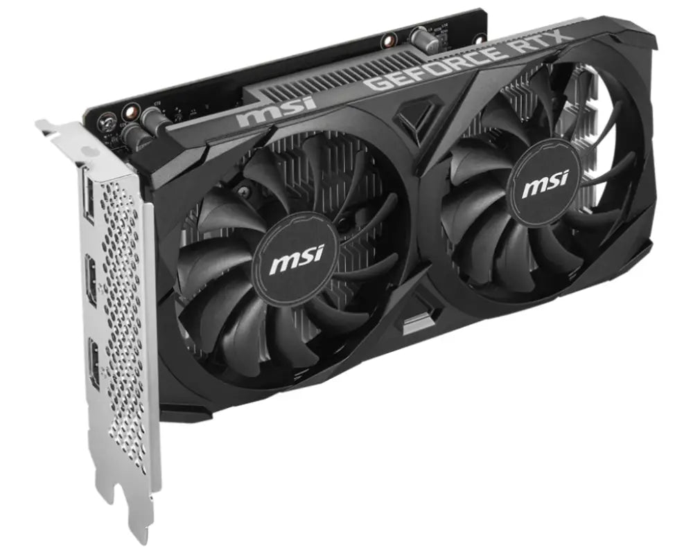 Tarjeta gráfica MSI Ventus GeForce RTX 3050 6 GB GDDR6 con doble ventilador y overclocking, ideal para gaming y rendimiento avanzado.