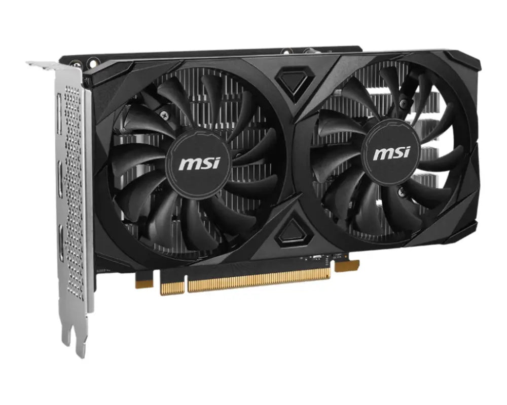 Tarjeta gráfica MSI VENTUS GeForce RTX 3050 6 GB GDDR6 con doble ventilador y diseño compacto para gaming y rendimiento.