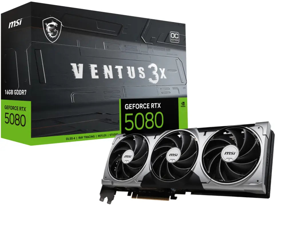 MSI VENTUS GeForce RTX5080 16G 3X OC NVIDIA GeForce RTX 5080 16 GB GDDR7 - detalle