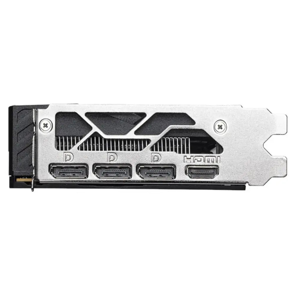 Tarjeta gráfica MSI NVIDIA RTX 5050 8G GAMING OC DDR6, vista lateral con disipador y conexiones de video.