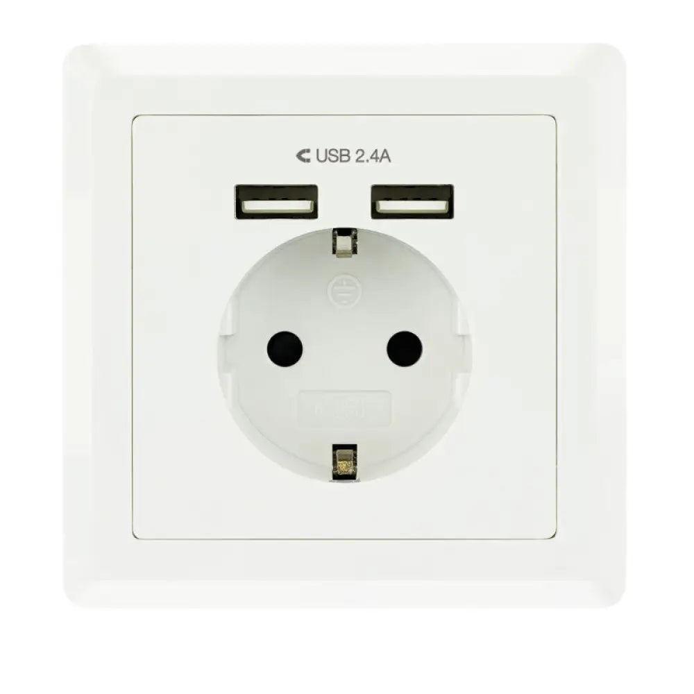 Nanocable Base de enchufe pared schuko+2USB 2.4A - detalle