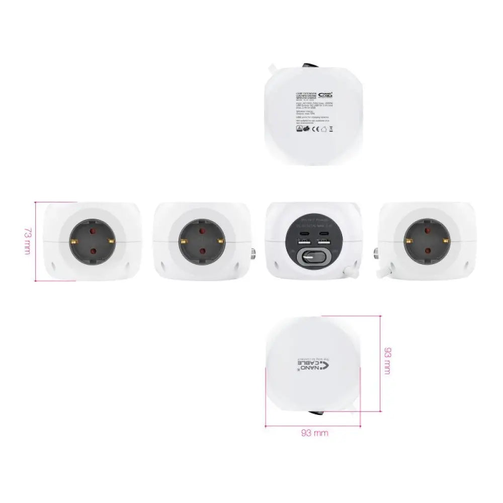 Nanocable Base de enchufes con 4 USB Blanco - detalle