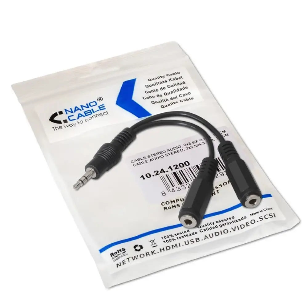 Nanocable Cable Audio Estéreo 2Jack 3.5H Jack 3.5M - detalle