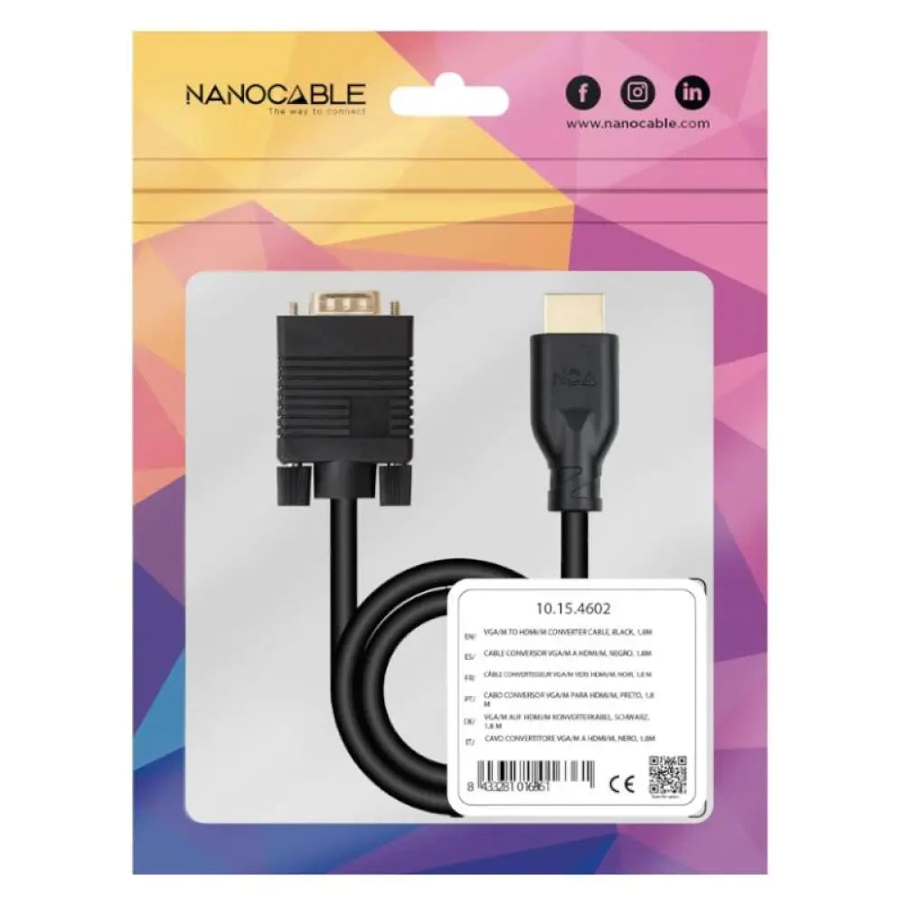 Nanocable Cable Conversor VGA a HDMI M-M 1,8 m - detalle