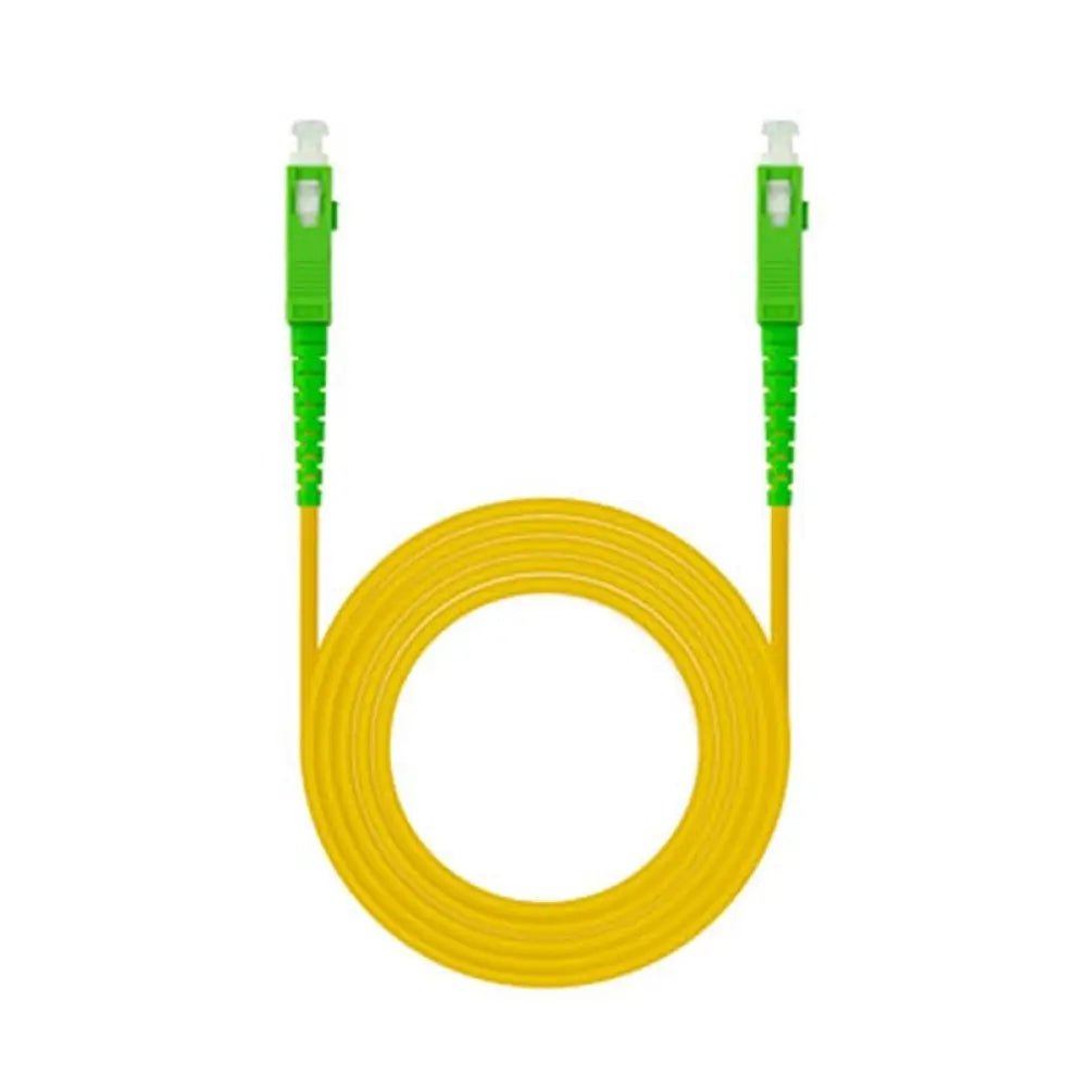 Cable de fibra óptica SC/APC LSZH amarillo de 5m de la marca NANOCABLE, con conectores y herramientas de red.