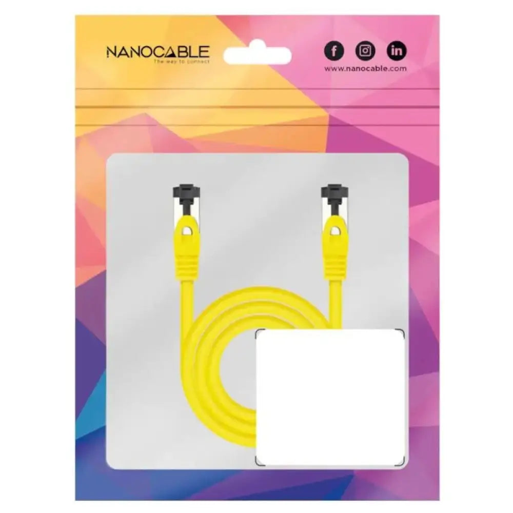 Cable de red Nanocable Cat 8.1 2GHz SSTP de 2m en color amarillo, con conectores para redes de alta velocidad.