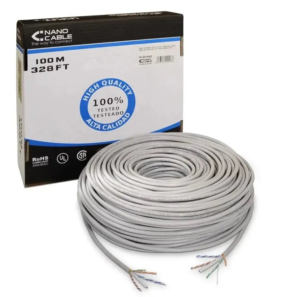 Cable Ethernet RJ45 CAT6 UTP rígido de color rojo de NANOCABLE, ideal para conexiones de red con cable AWG24