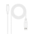 Cable USB 2.0 Nanocable USB-C a USB-C de 3 metros en color blanco, compatible con carga rápida de 3A.