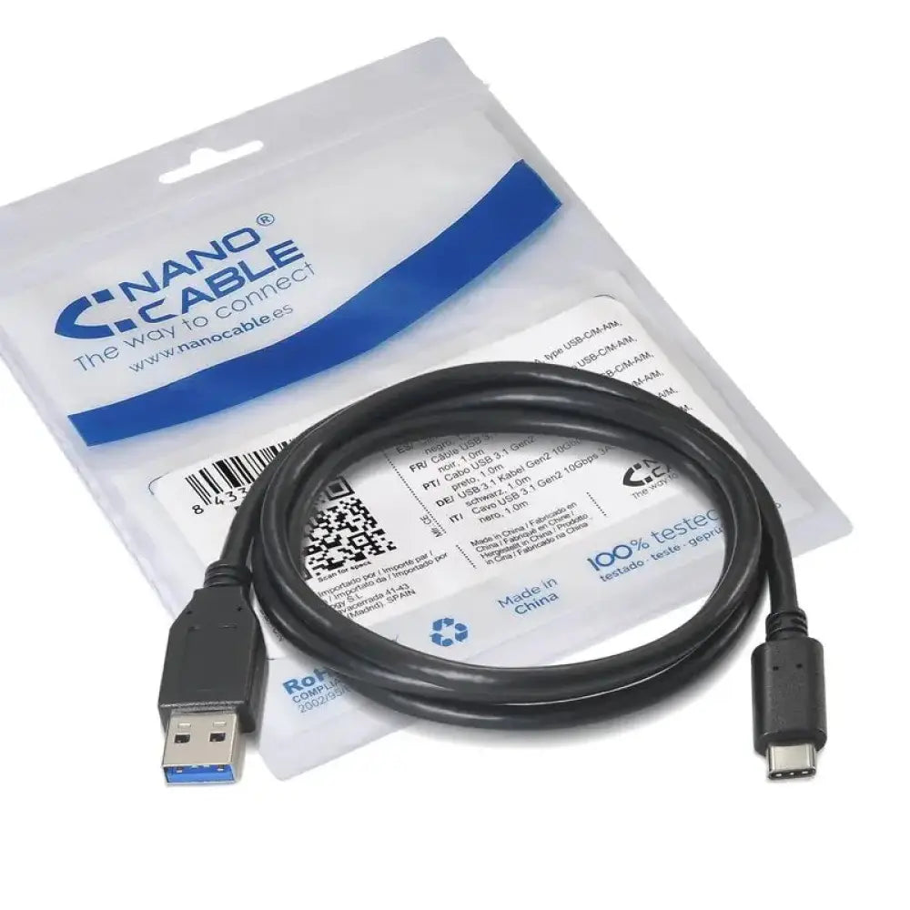 Nanocable Cable USB 3.1 Gen2 10Gbps3A USB-C/M-A/M - detalle
