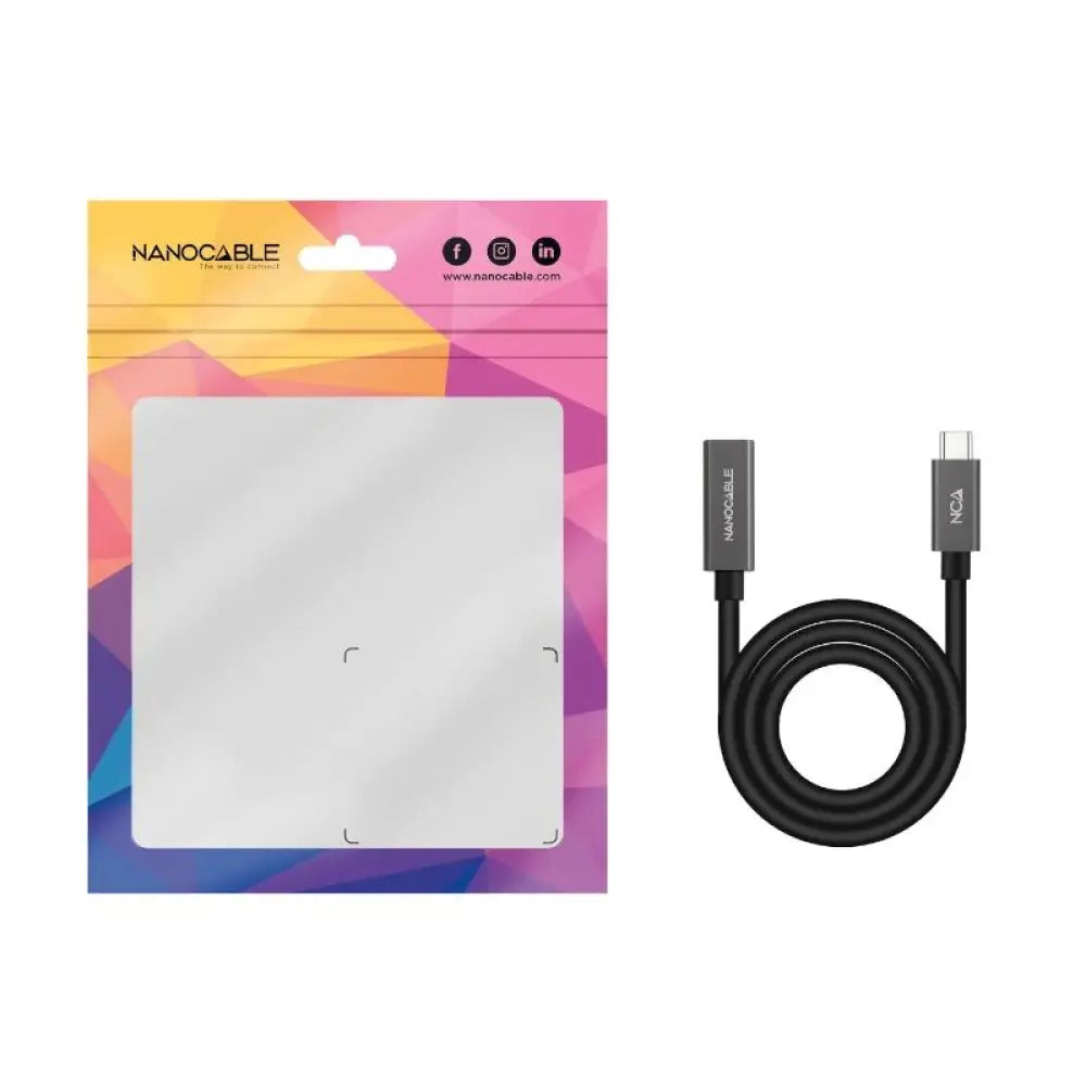 Nanocable Cable USB 3.2 Gen2 USB-C M/H 0,5 M Negro - detalle