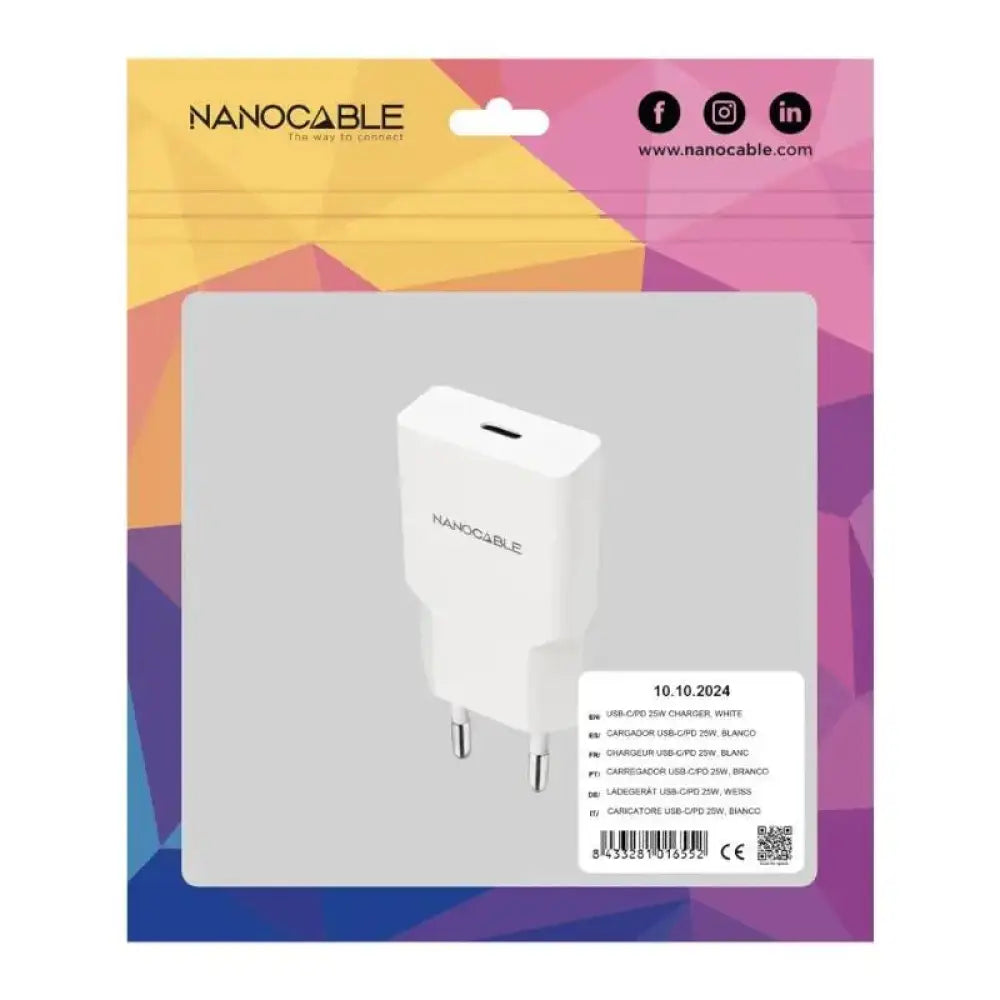 Nanocable Cargador USB-C/PD 25W   Blanco - detalle