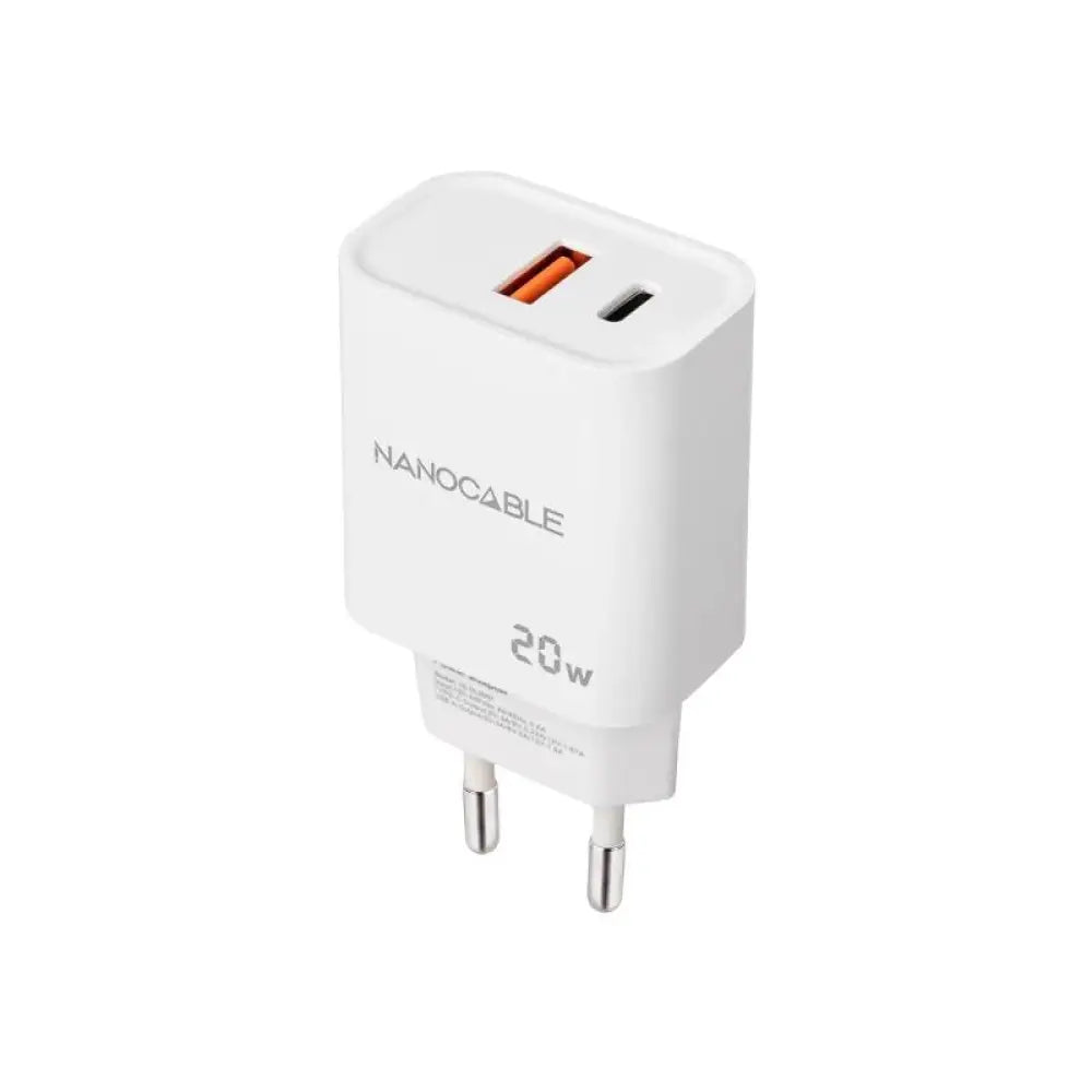 Nanocable Cargador USB-C/PD+USB-A/QC 20W Blanco - detalle