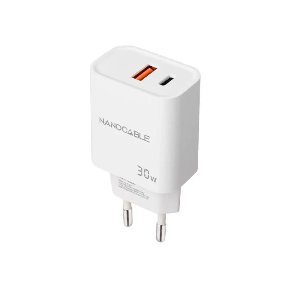 Nanocable Cargador USB-C/PD+USB-A/QC 30W Blanco - detalle