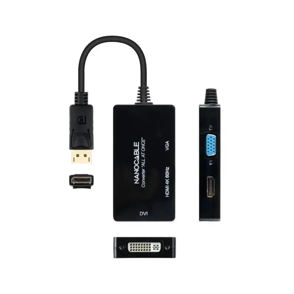 Nanocable Conversor DP a HDMI/DVI/VGA Negro 20 cm - detalle