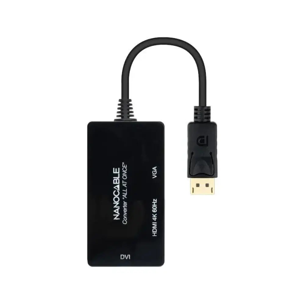 Nanocable Conversor DP a HDMI/DVI/VGA Negro 20 cm - detalle