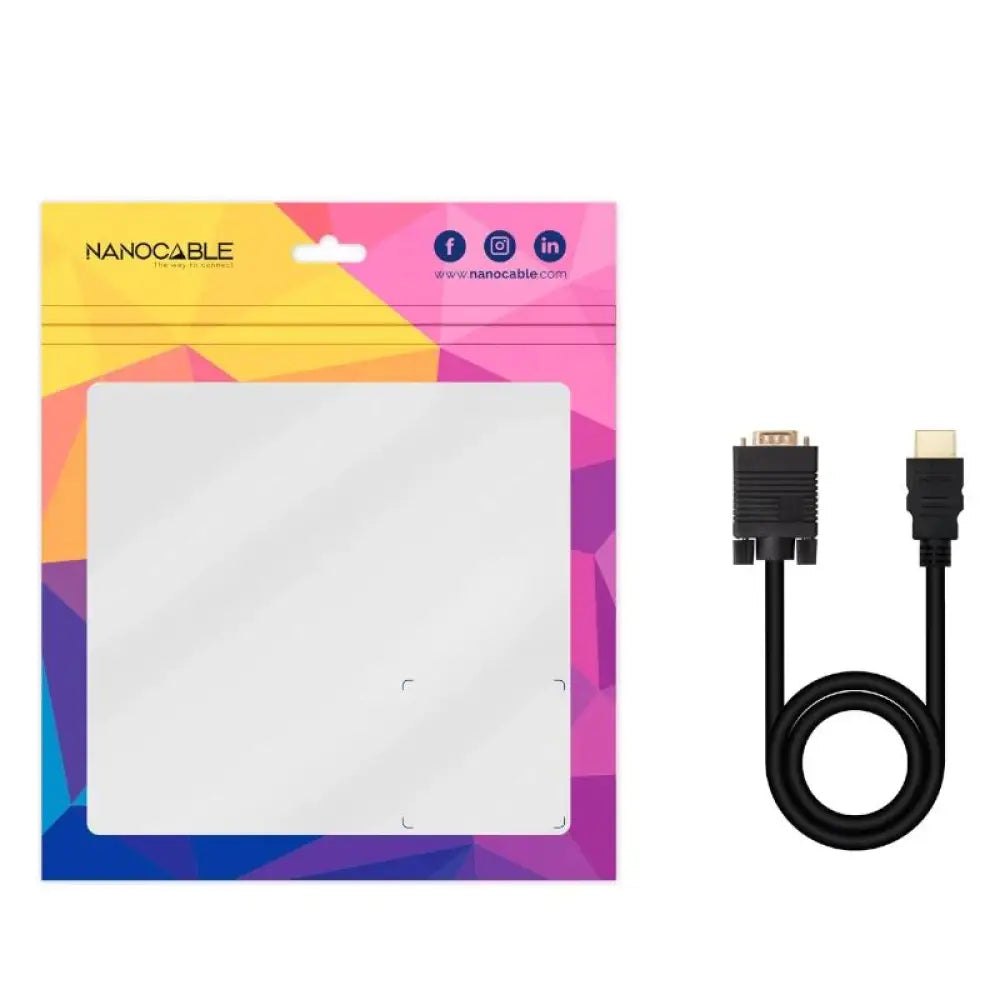 Nanocable Conversor HDMI a VGA M-M, 1.8 m Negro - detalle